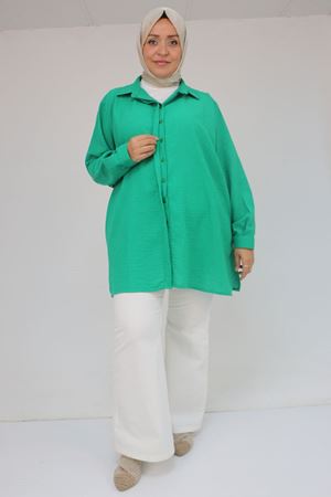 58096 Büyük Beden Erkek Yaka Düğmeli Tunik - Beneton