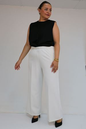 59017 Büyük Beden Beli Lastikli Bolpaça Pantolon - Ekru