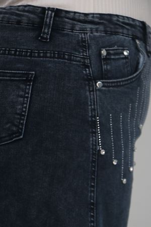 45010 Büyük Beden Parçalı Model Kot Etek - Koyu  Lacivert