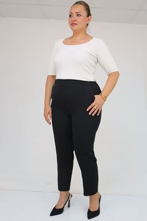 59018 Büyük Beden Boru Paça Double Kumaş Pantolon - Siyah