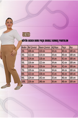59018 Büyük Beden Boru Paça Double Kumaş Pantolon - Siyah