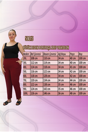 59015 Büyük Beden Borupaça Krep Pantolon - Hardal