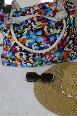 102 Büyük Plaj Çantası - Karışık Desen Mavi