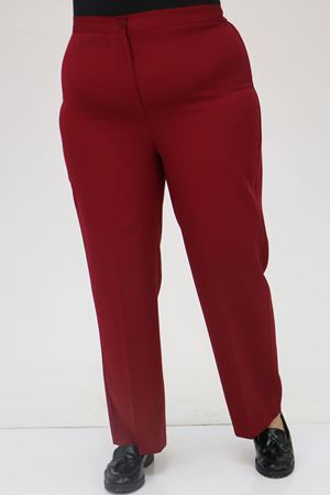 59010 Büyük Beden Beli Düğmeli Double Pantolon - Bordo