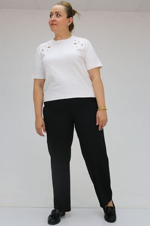 59010 Büyük Beden Beli Düğmeli Double Pantolon - Siyah