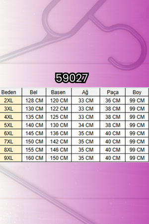 59027 Büyük Beden Paçasında İnci Çakma Modal Pantolon - Lacivert