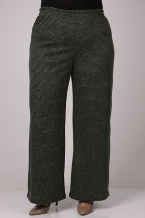 27307 Büyük Beden Üçlü Şal Yaka Triko Takım-Haki