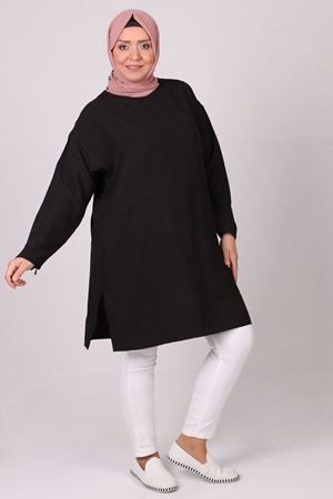 28052 Büyük Beden Mucize Tunik - Siyah