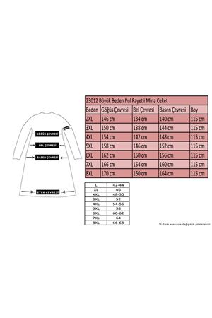 23012 Büyük Beden Pul Payetli Mina Ceket - Haki