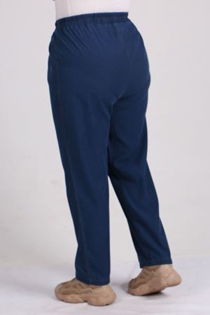 9154 Büyük Beden Beli Lastikli Dar Paça Kot Pantolon - Koyu Mavi