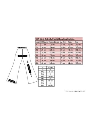 9025 Büyük Beden Beli Lastikli  Boru Paça Pantolon - Taş