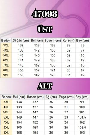 47098 Büyük Beden Waterport Garnili Modal Pantolonlu Takım - İndigo