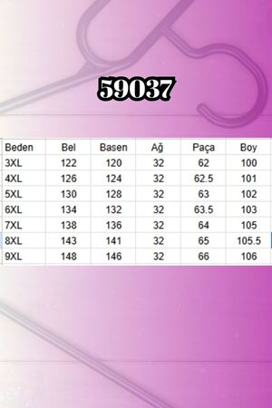 59037 Büyük Beden Önü Taşlı Bol Paça Kot Pantolon - Lacivert