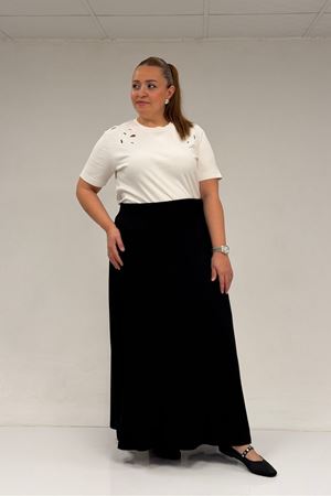 65001 Büyük Beden Basic Penye Etek - Siyah