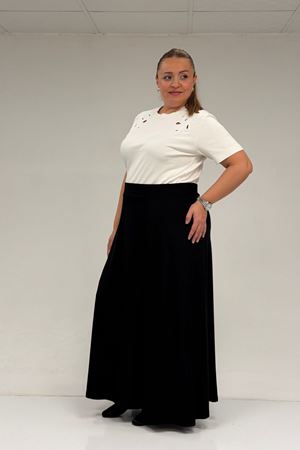 65001 Büyük Beden Basic Penye Etek - Siyah