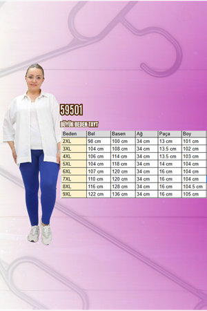 59501 Büyük Beden Penye Tayt - Koyu Lacivert