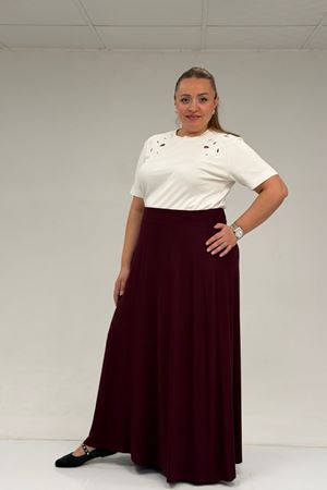 65001 Büyük Beden Basic Penye Etek - Bordo