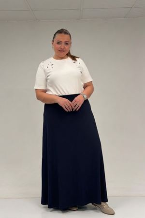 65001 Büyük Beden Basic Penye Etek - Lacivert