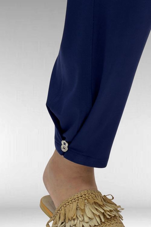 67041 Büyük Beden Düğme Detaylı Penye Pantolonlu Takım - İndigo