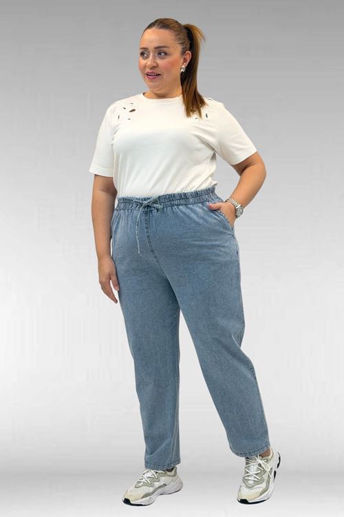 29001 Büyük Beden Dar Paça Kot Pantolon - Mavi