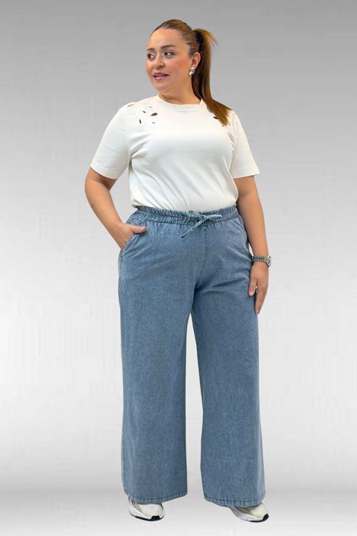 29000 Büyük Beden Bol Paça Kot Pantolon - Mavi