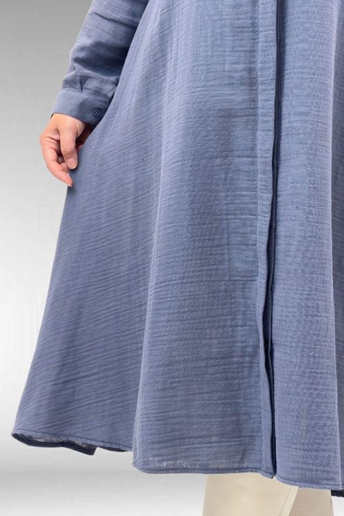 58093 Büyük Beden Mevlana Kesim Müslin Gömlek - Antrasit