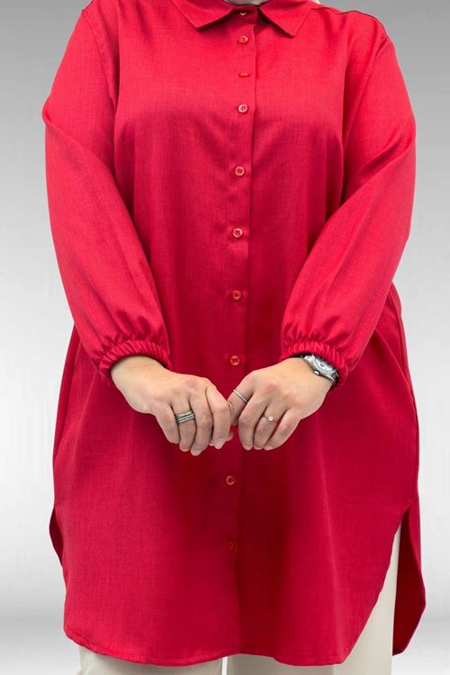 58068 Büyük Beden Erkek Yakalı Gömlek - Kırmızı