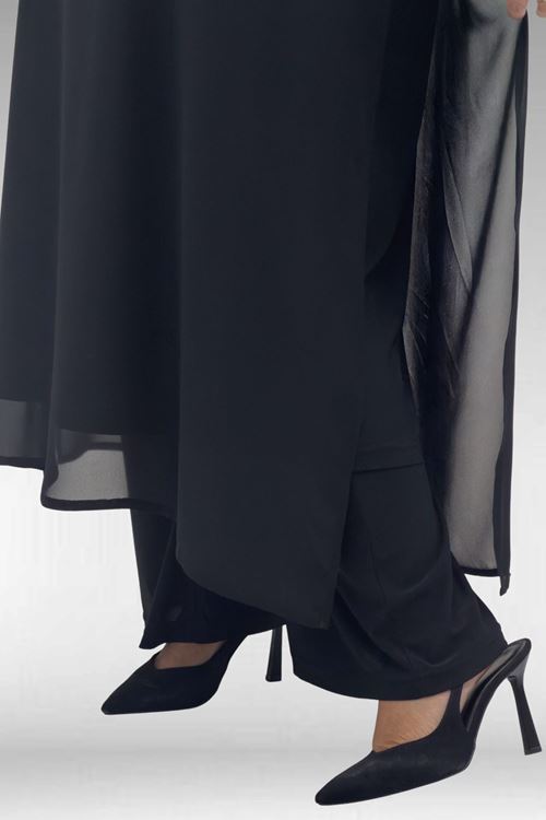 67024 Büyük Beden Sandy-Şifon Takım - Siyah