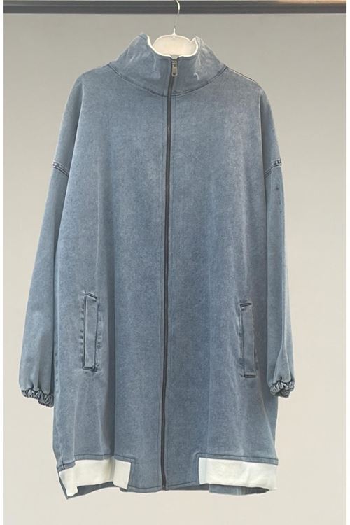 D-57081 Büyük Beden İki İplik Kombinli Kot Pantolonlu Takım Üstü  - Buz Mavi