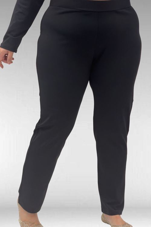 1739 Büyük Beden Önü Taş Baskılı Uzunkol Tesettür Mayo - Siyah