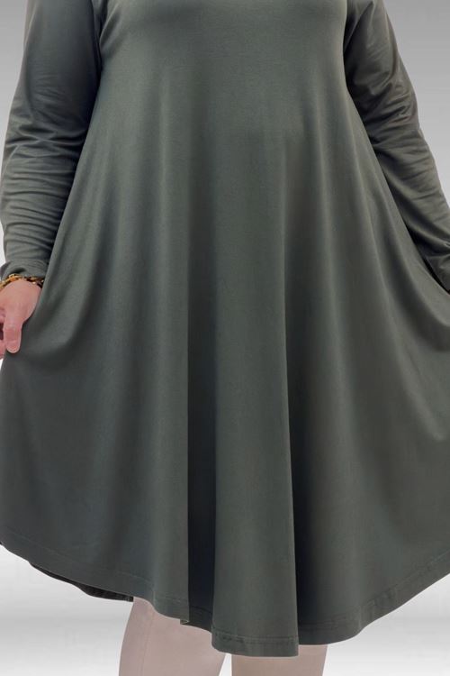 28016 Büyük Beden Mevlana Penye Tunik - Haki