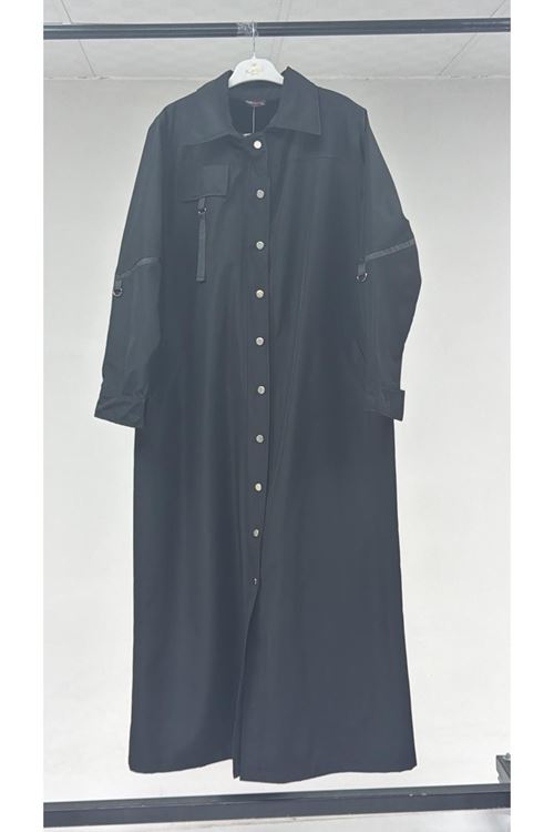 T-46019 Büyük Beden Bondit Kaban - Siyah