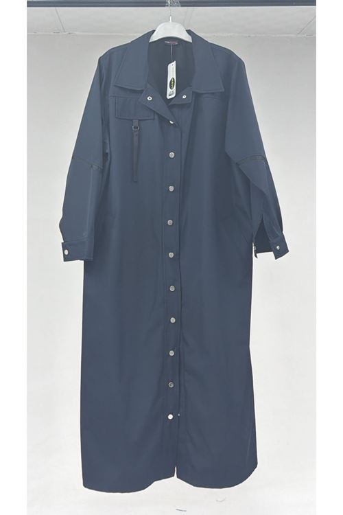 T-46019 Büyük Beden Bondit Kaban -  Lacivert