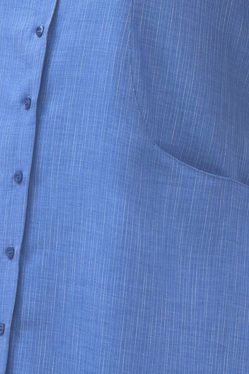 68017 Büyük Beden Hakim Yakalı Kolları Lastikli Tunik - İndigo