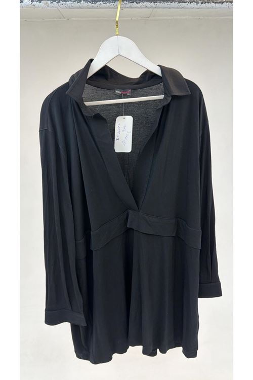 T-57038 Büyük Beden Erkek Yaka Düğme Detaylı Modal Tunik - Siyah