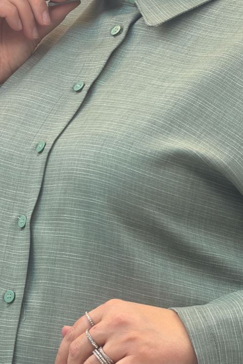 68018 Büyük Beden Düşük Kol Gömlek - Nefti