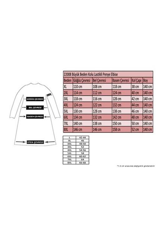 22008 Büyük Beden Kolu Lastikli Elbise - Vizon
