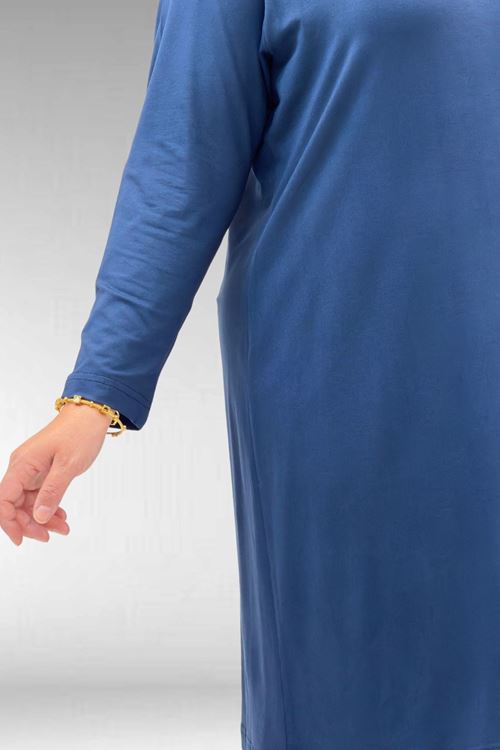 38501 Büyük Beden Basic Penye Tunik - İndigo