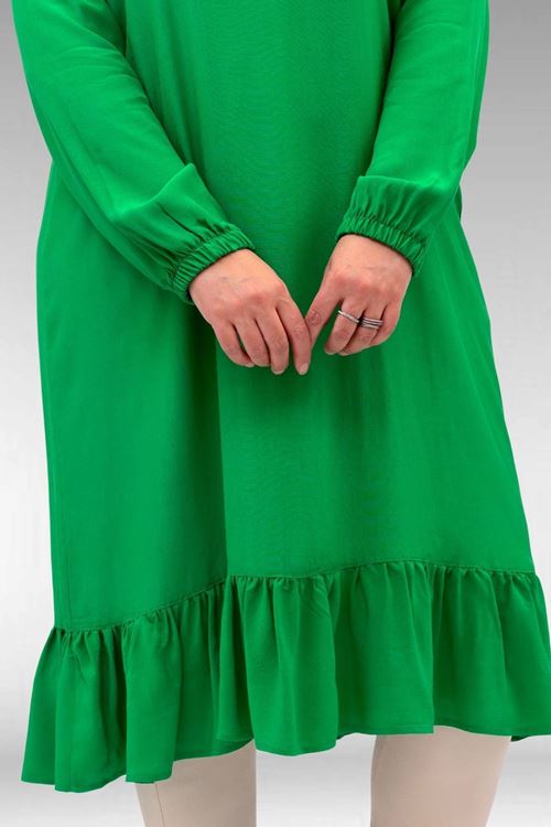 68033 Büyük Beden Eteği Fırfırlı Maroken Tunik - Benetton