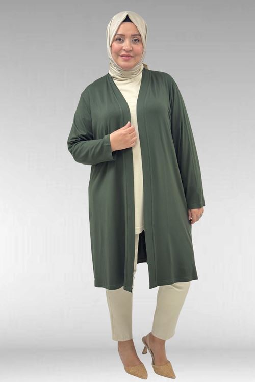 43008 Büyük Beden Penye Ceket - Haki