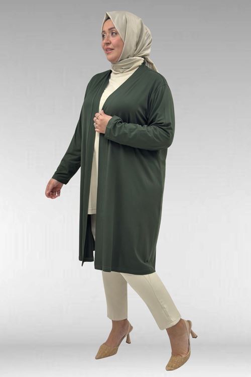 43008 Büyük Beden Penye Ceket - Haki