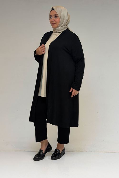 43008 Büyük Beden Penye Ceket - Siyah