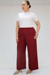 59008 Büyük Beden Beli Lastikli Duble Paça Pantolon - Bordo
