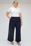 59008 Büyük Beden Beli Lastikli Duble Paça Pantolon - Lacivert