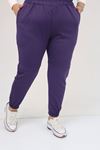 59508 Büyük Beden Parçalı Beli Lastikli Tayt - Mor