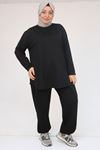 57058 Büyük Beden Pantolonlu Modal İkili Takım - Siyah