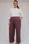59026 Büyük Beden Beli Lastikli Modal Pantolon - Gül Kurusu