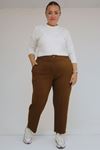 59013 Büyük Beden Arkası Lastikli Cepli Modal Pantolon - Kahve
