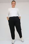 59013 Büyük Beden Arkası Lastikli Cepli Modal  Pantolon - Siyah