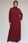 52013 Büyük Beden Taş Detaylı Krep Elbise - Bordo
